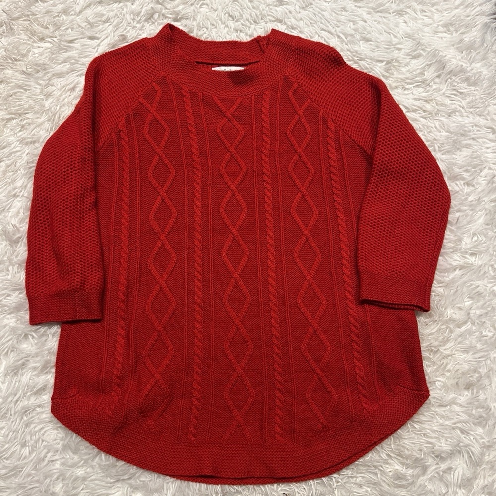 Women's John Paul Richard Red Cable Knit Sweater Size Small